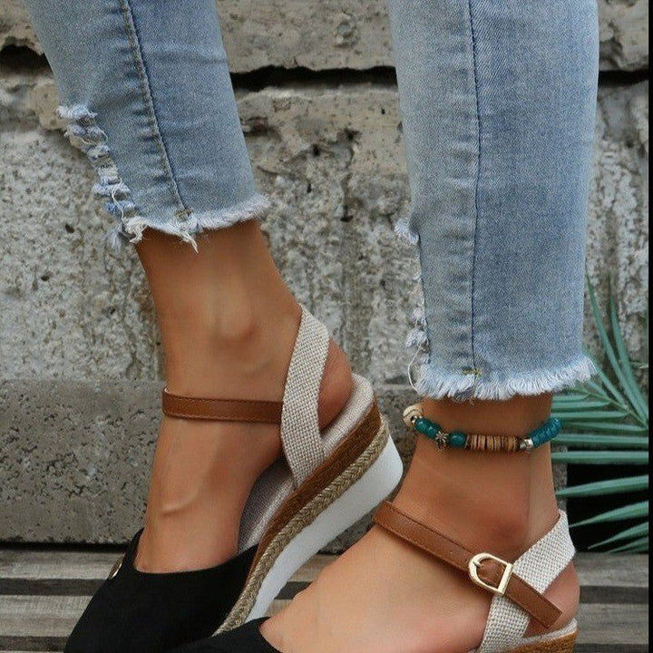 Drune | Leichte Plattform Wedge Sandalen Aus Hanfseil