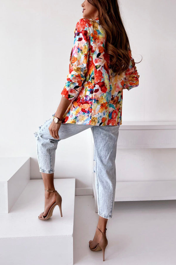 Drune | Freie und Echte Florale Revers Freizeitanzug Blazer