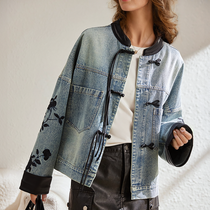 Drune | Vintage-Blumen-Jeansjacke