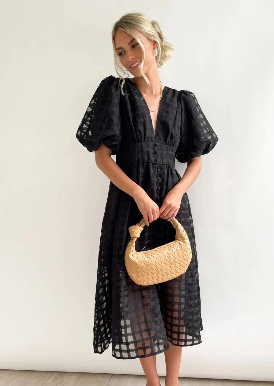 Drune | Midikleid mit Puffärmeln