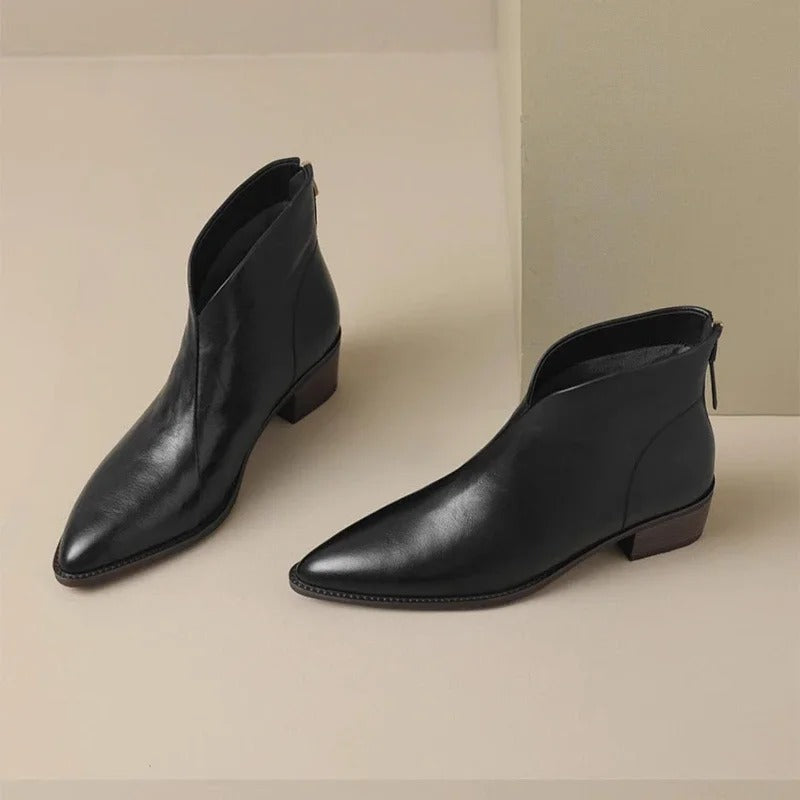 Drune | Stiefeletten Echtes Leder Spitzenzehen Mid Blockabsatz Elegante Passform