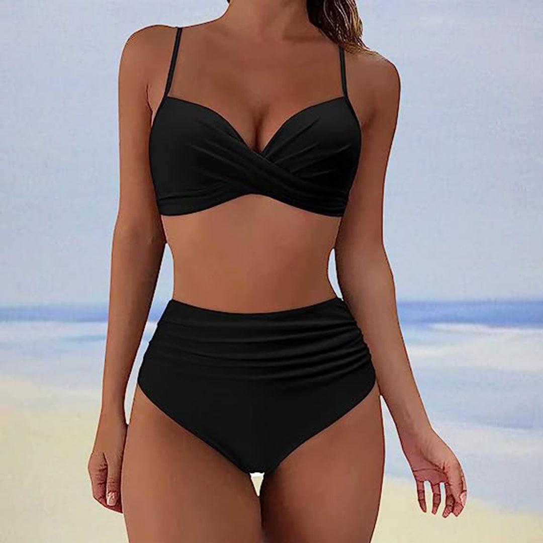 Drune | Stylischer Gepolsterter High-Waist-Bikini Klassischer Zweiteiliger Badeanzug mit Hoher Taille für Damen