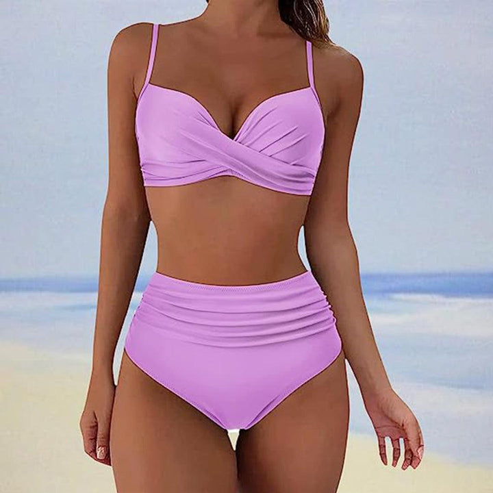 Drune | Stylischer Gepolsterter High-Waist-Bikini Klassischer Zweiteiliger Badeanzug mit Hoher Taille für Damen
