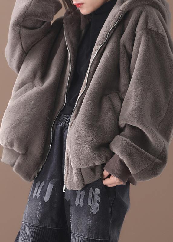 Drune | Kapuzen Mode Wintermäntel Damen Blusen Khaki Midi Oberbekleidung