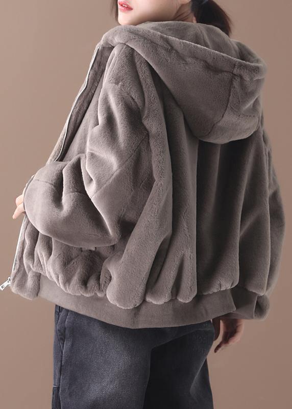 Drune | Kapuzen Mode Wintermäntel Damen Blusen Khaki Midi Oberbekleidung