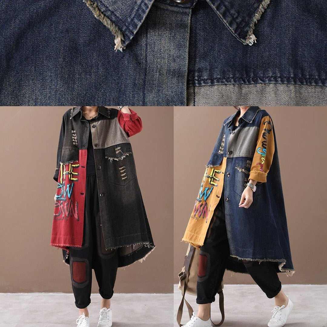 Drune | rote Buchstabenmode lässige Mäntel Damen Form Revers Loch Outwears