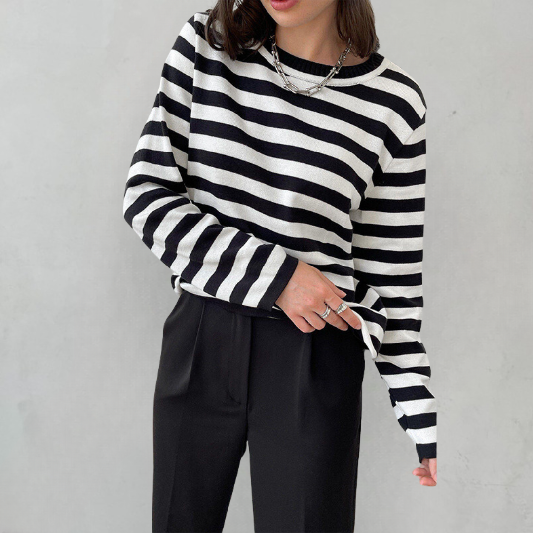 Drune | Elegantes Gestreiftes T-Shirt Leichter Stoff