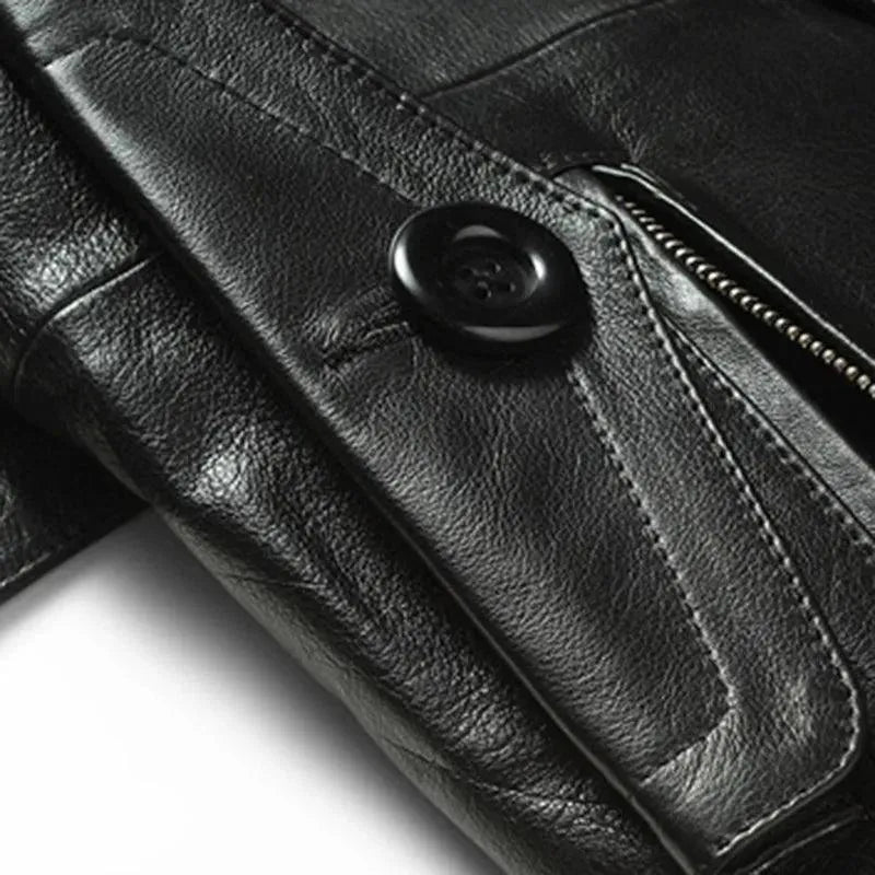 Drune | Doppelreihiger Leder-Trenchcoat Herren