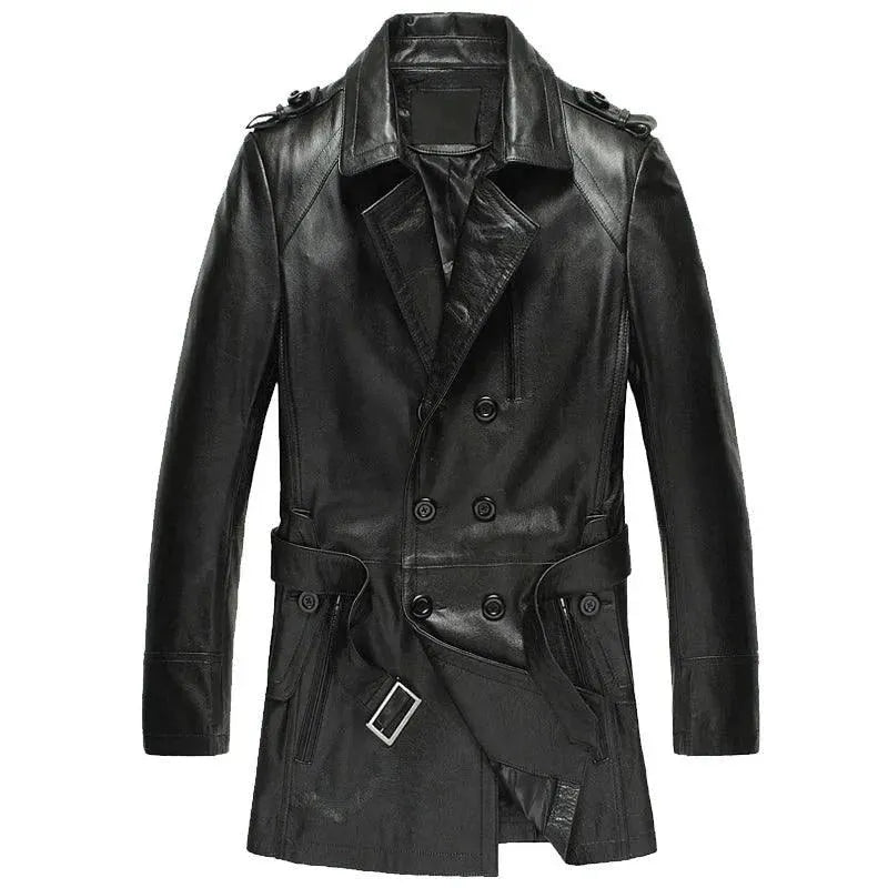 Drune | Doppelreihiger Leder-Trenchcoat Herren
