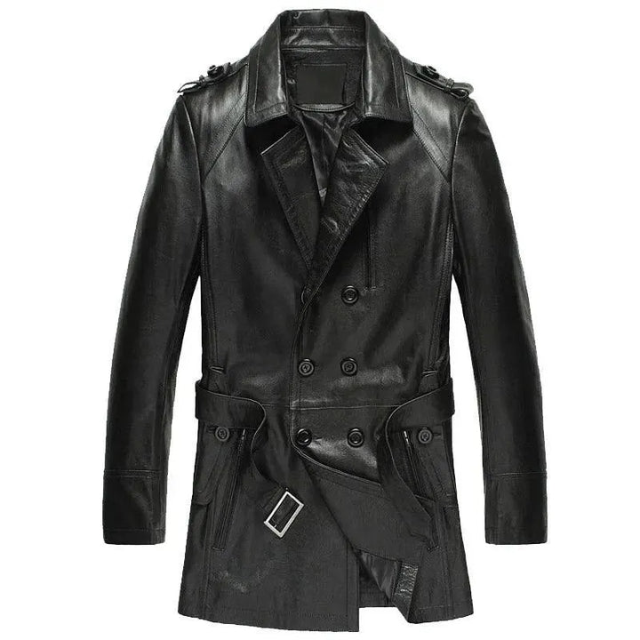 Drune | Doppelreihiger Leder-Trenchcoat Herren