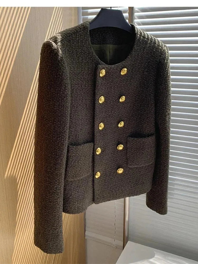 Drune | Doppelreihige Damen Kurz Tweedjacke