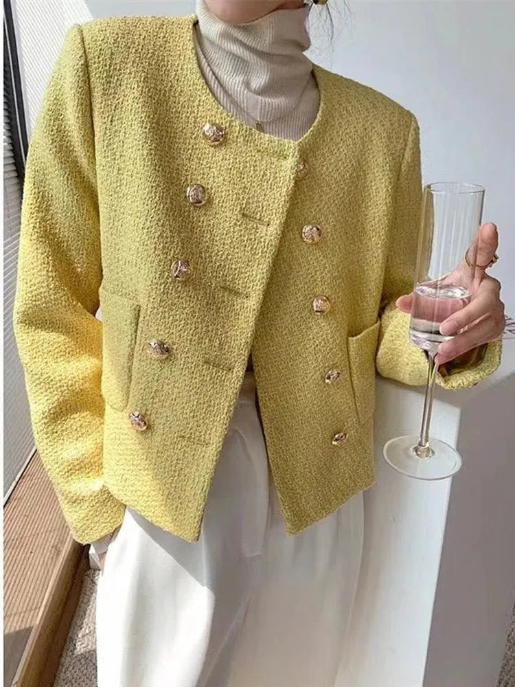 Drune | Doppelreihige Damen Kurz Tweedjacke