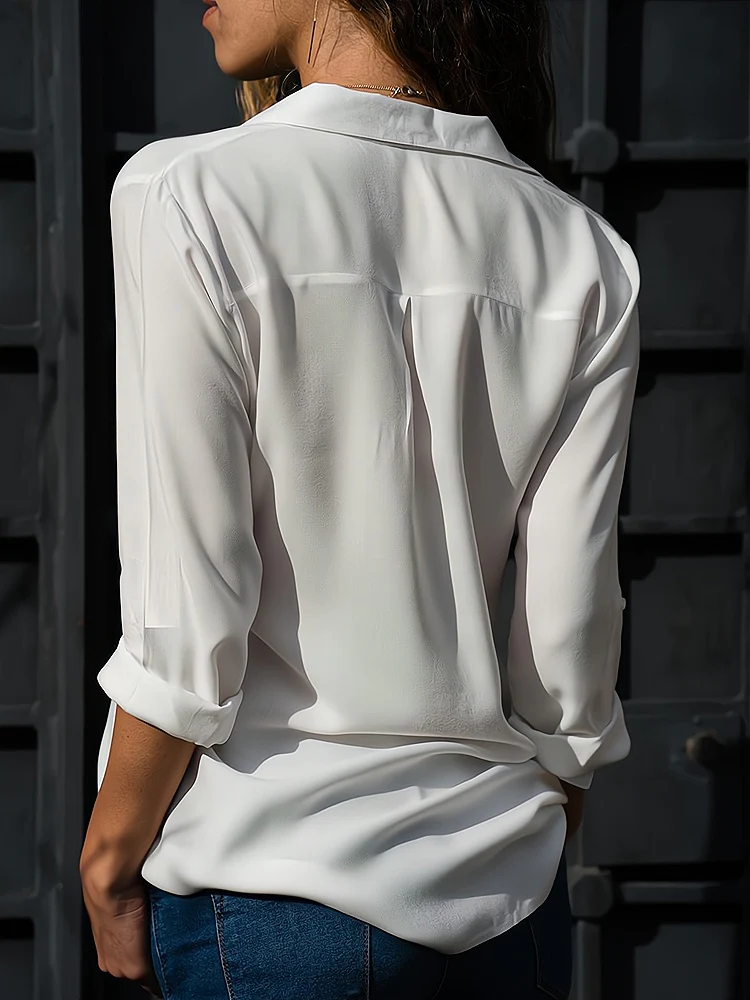 Drune | Klassische Knopfleistenbluse mit Langen Ärmeln für Damen