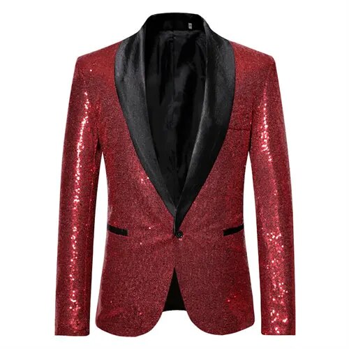 Drune - Glänzendes goldenes Squin-Glitz mit Knopf fleece Herren Blazer