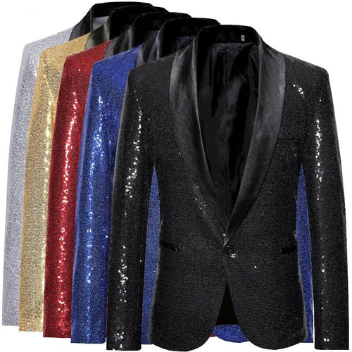 Drune - Glänzendes goldenes Squin-Glitz mit Knopf fleece Herren Blazer
