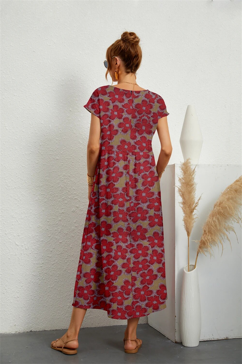 Drune | Fließendes Geblümtes Midikleid Für Frauen