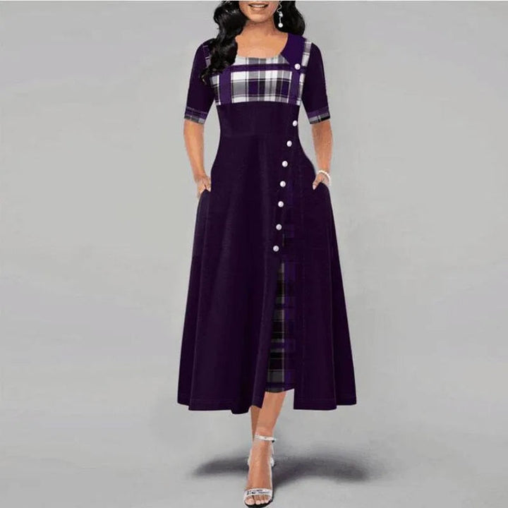 Drune - Kariertes Kleid mit halben Ärmeln