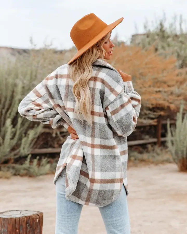 Drune | Shirtjacke Übergroß Kariert Lang Mit Brusttaschen Und Knopfverschluss