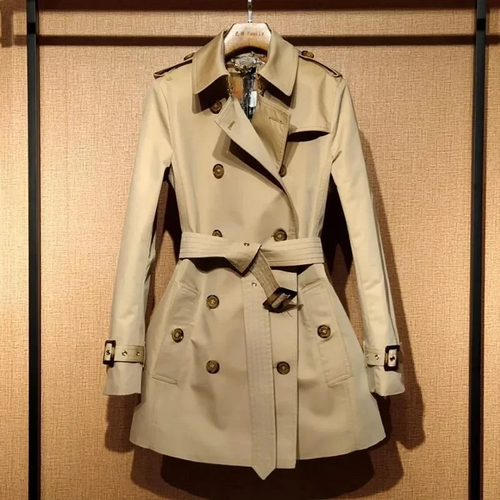 Drune | Trenchcoat - Slim Fit - Doppelreihig - Mit Gürtel - Gewebter Stoff - Kurze Länge