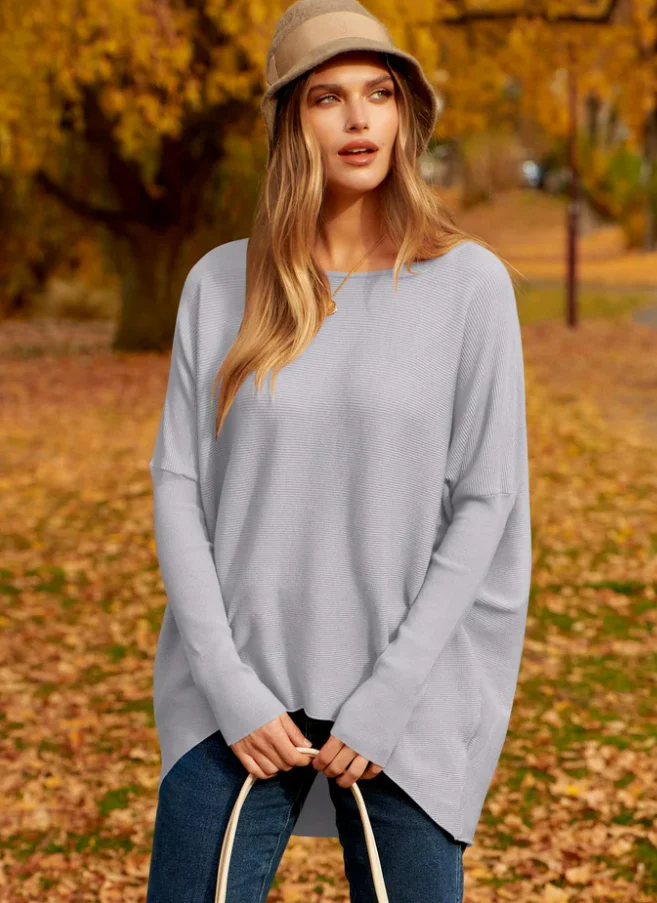 Drune | Sweatshirt - Oversized Fit - Weiches Strick-Wollgemisch - Langarm Hüftlanger Pullover