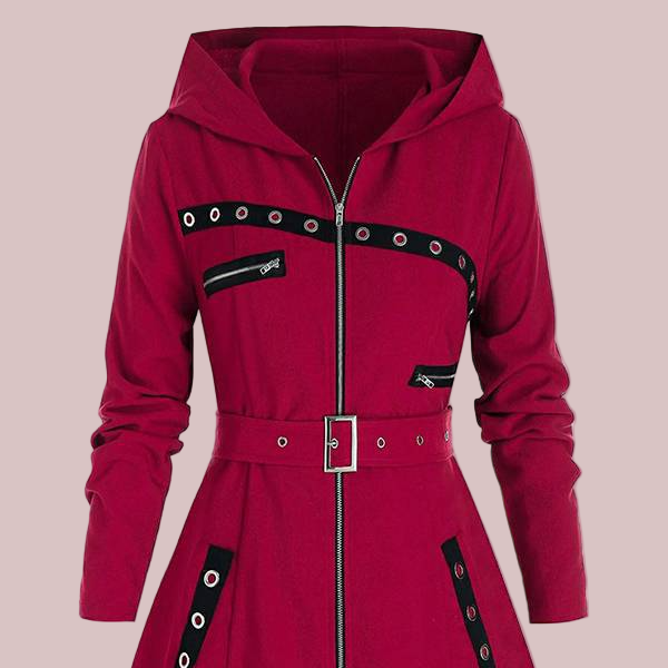 Drune | Damen A-Linien Kapuzenjacke Wollgefühl