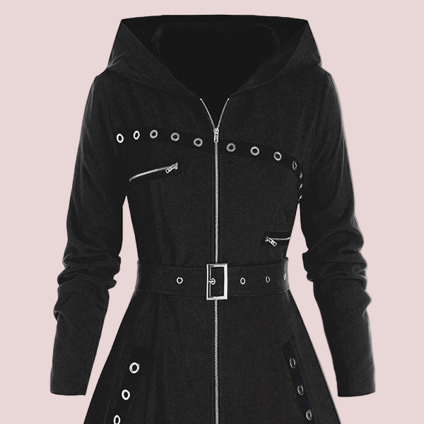 Drune | Damen A-Linien Kapuzenjacke Wollgefühl