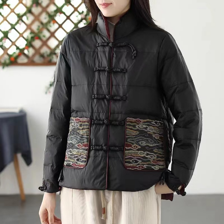 Drune | Damen Stehkragen Gefütterte Jacke Lockere Passform