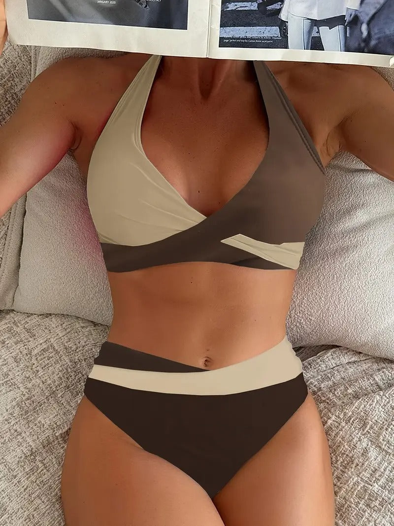 Drune | Colorblock-Halter-Bikini-Set für Damen