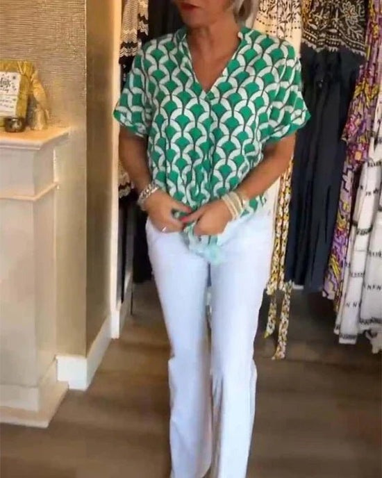 Drune | Stilvolle Geometrische Bedruckte Bluse für Frauen