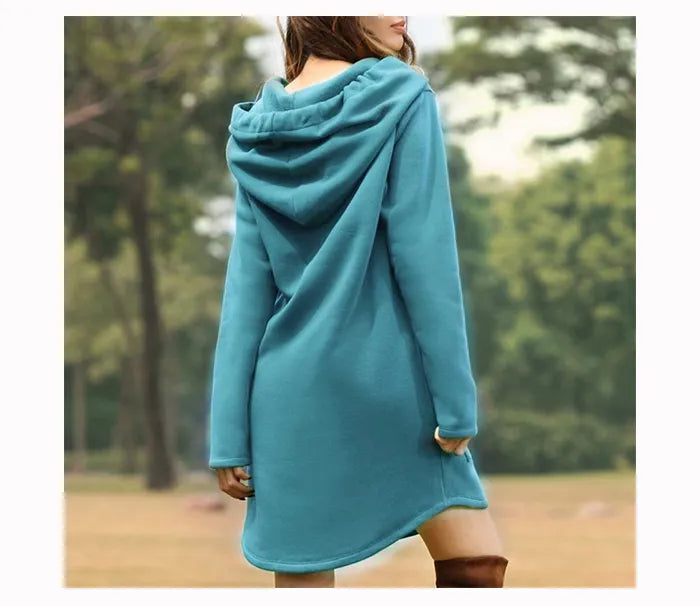 Drune | Gemütliches Langes Sweatshirt-Kleid mit Kapuze