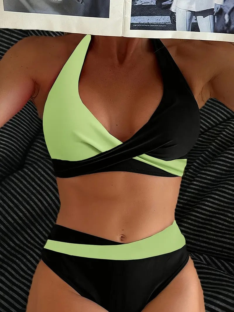Drune | Colorblock-Halter-Bikini-Set für Damen