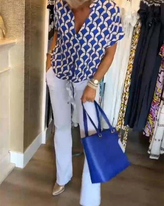 Drune | Stilvolle Geometrische Bedruckte Bluse für Frauen