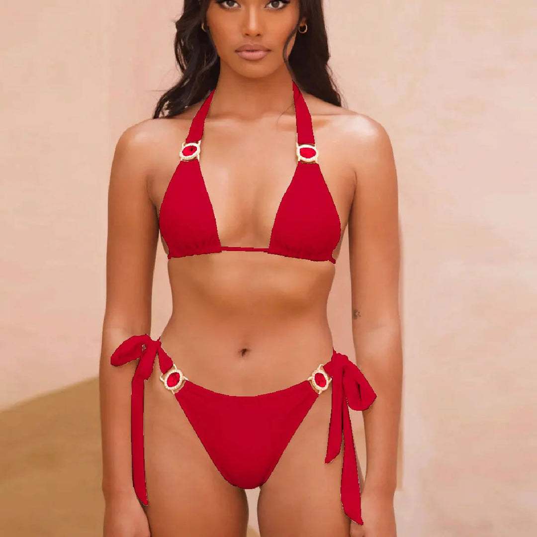 Drune Bikini mit weißem Kristallhalsband von ByVera
