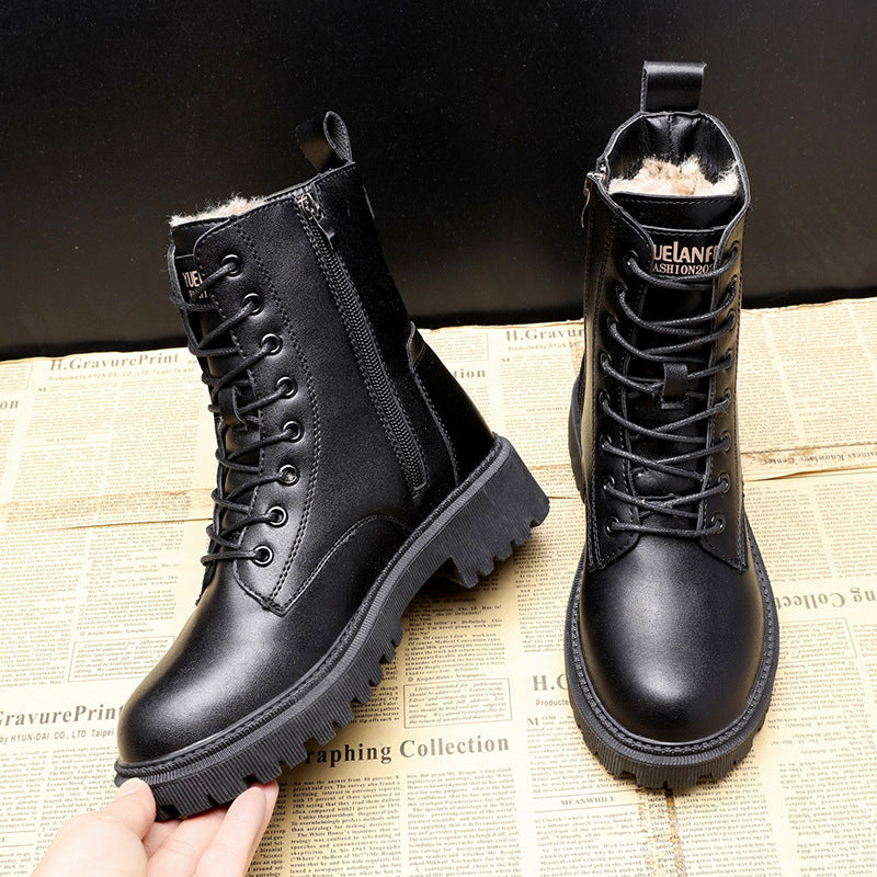 Drune | Schwarze Leder-Winterstiefel – Damenstiefel für kalte Tage