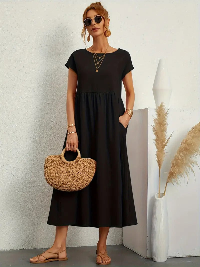 Drune | Raffinierte Leinen Sommerkleid mit Praktischen Taschen