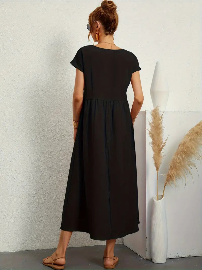 Drune | Raffinierte Leinen Sommerkleid mit Praktischen Taschen