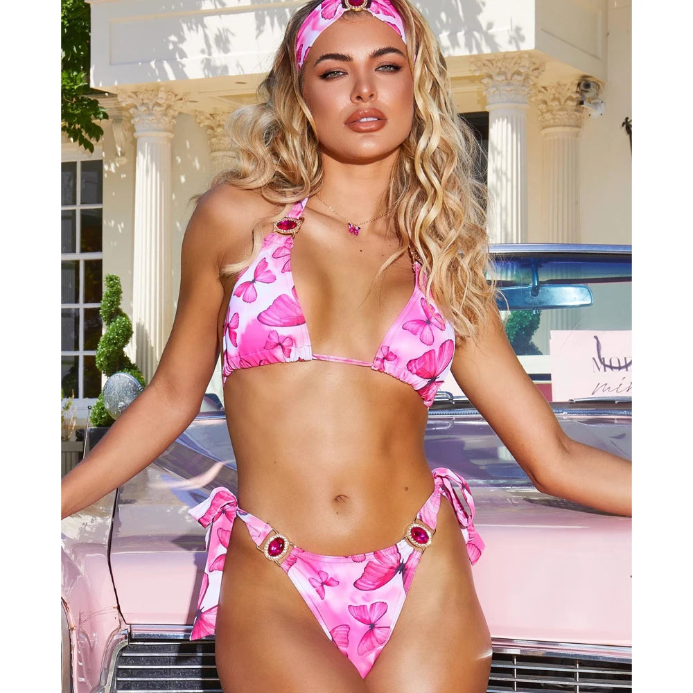 Drune Bikini mit weißem Kristallhalsband von ByVera