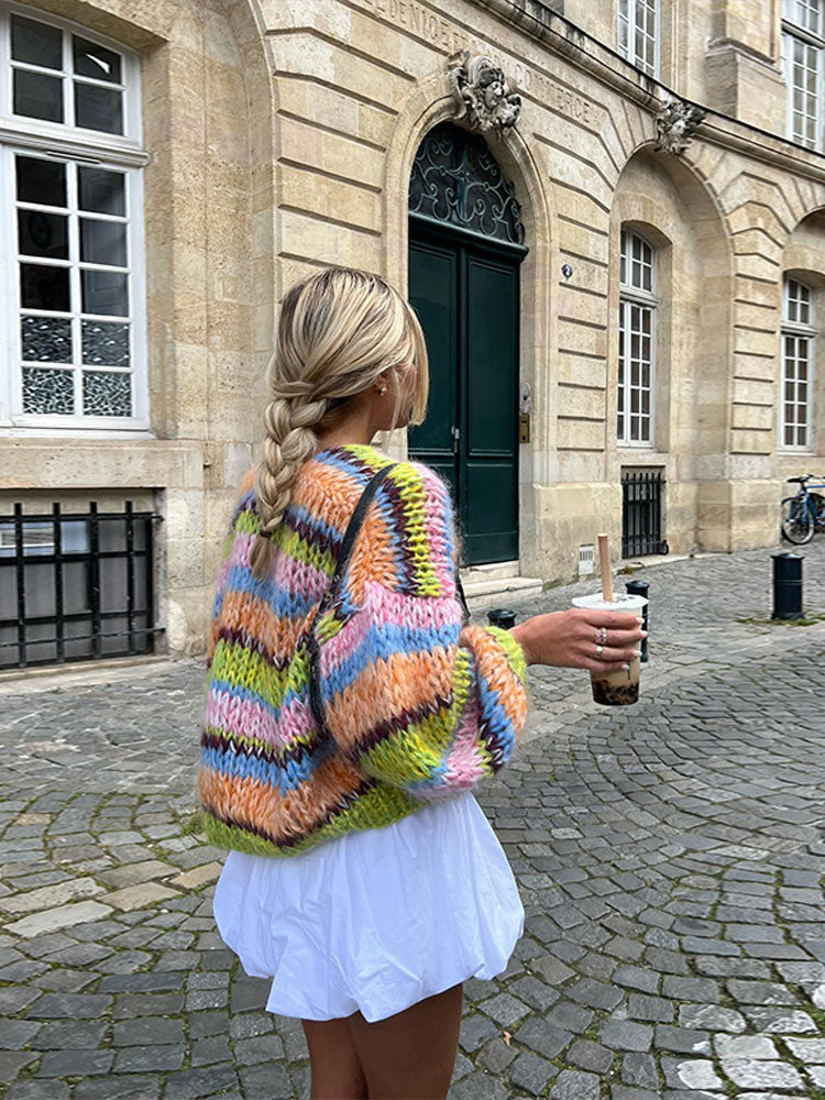 Drune | Bunte Patchwork Strickjacke Für Damen