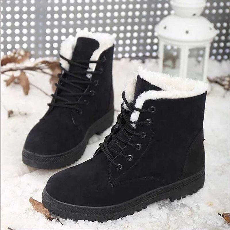 Drune | Mid Calf Stiefel Wildleder Gefühl Fleece Gefüttert Rutschfeste Sohle Schnürung