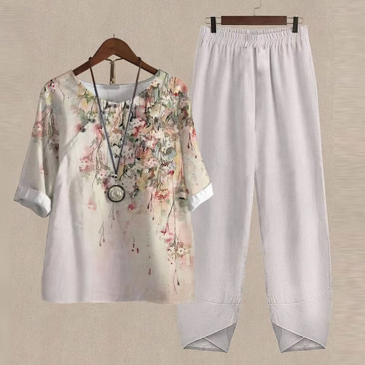 Drune | Elegantes Zweiteiliges Set mit Schmetterlingsdruck für Damen