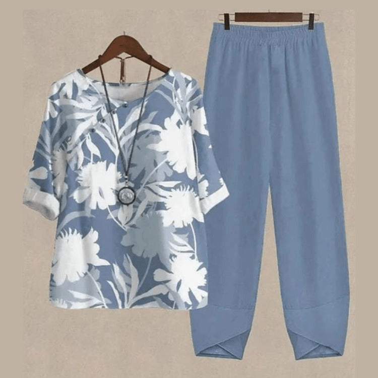 Drune | Elegantes Zweiteiliges Set mit Schmetterlingsdruck für Damen