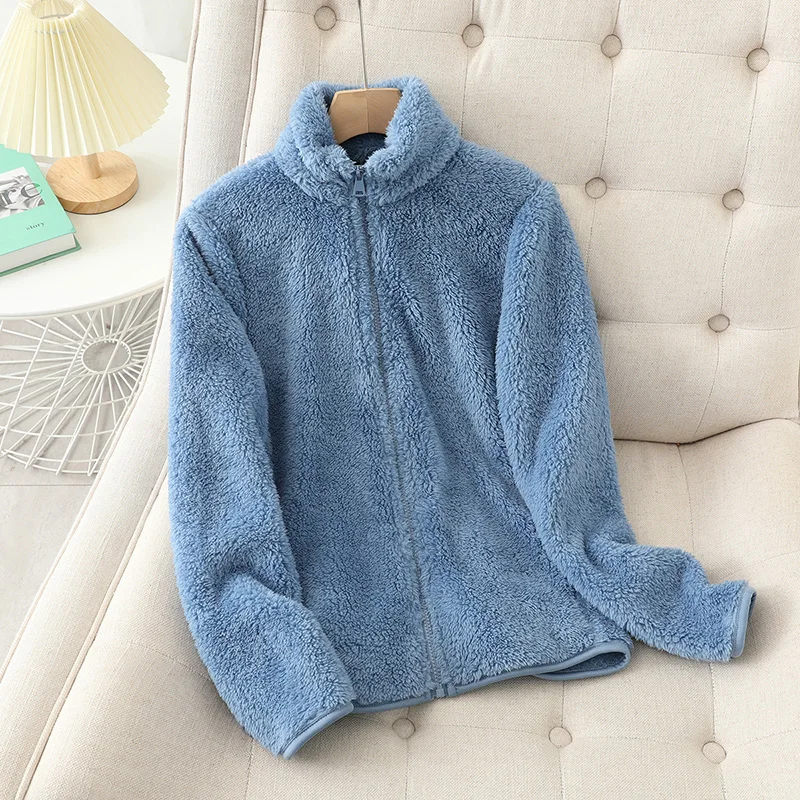 Drune | Weiche Damen Teddyjacke mit Reißverschluss und Hohem Kragen