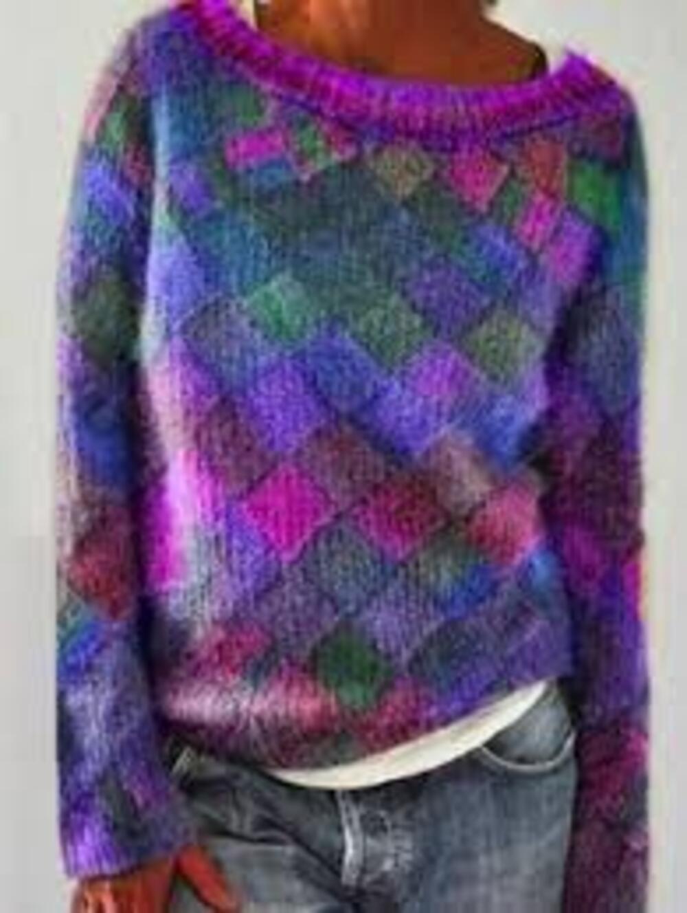 Drune | Stilvoller, Lockerer Pullover mit Diamantmuster