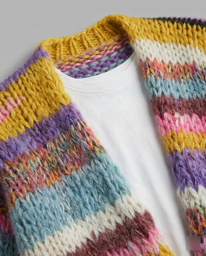 Drune | Bunte Patchwork Strickjacke Für Damen