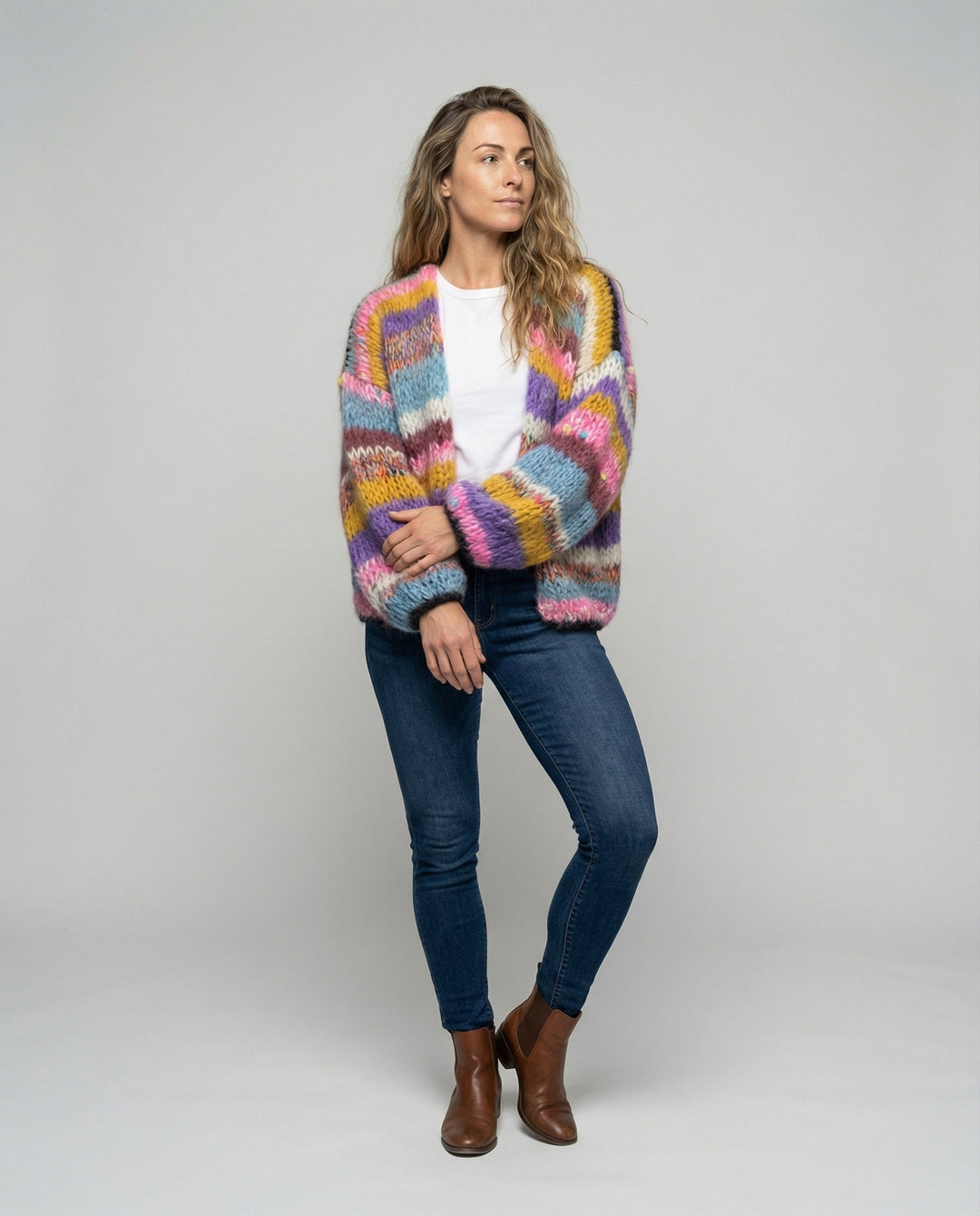 Drune | Bunte Patchwork Strickjacke Für Damen