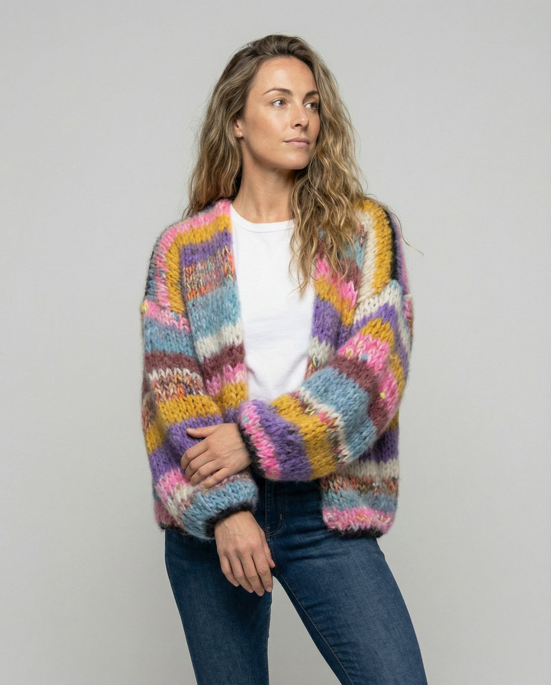 Drune | Bunte Patchwork Strickjacke Für Damen