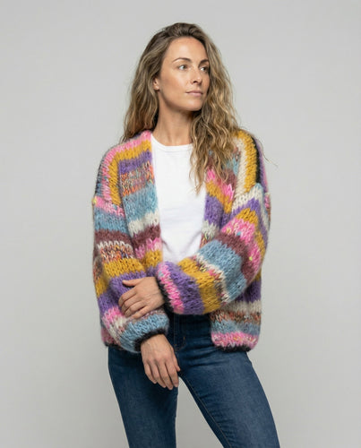 Drune | Bunte Patchwork Strickjacke Für Damen