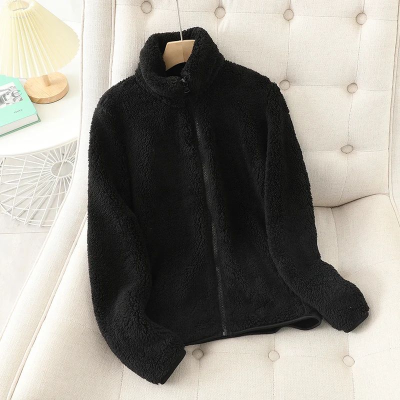 Drune | Weiche Damen Teddyjacke mit Reißverschluss und Hohem Kragen