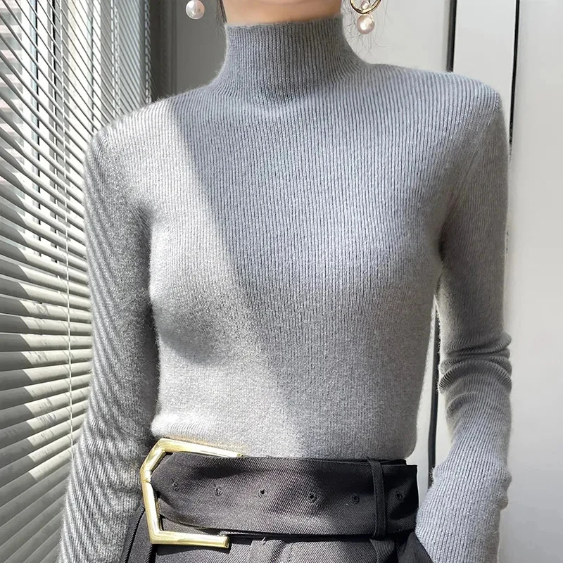 Drune | Pullover Sweater - Slim Fit - Wollmischung Strick - Rollkragen - Rippbündchen