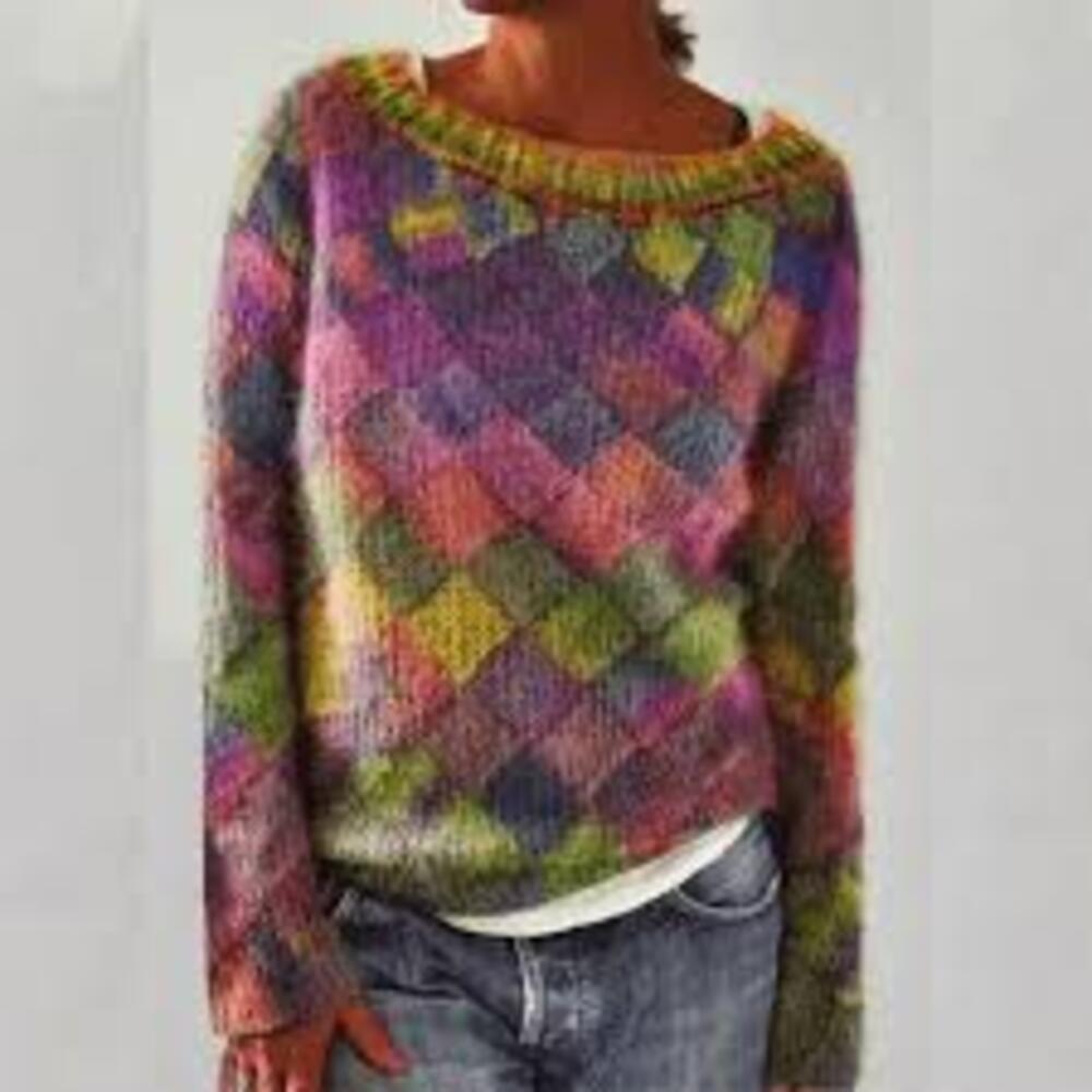 Drune | Stilvoller, Lockerer Pullover mit Diamantmuster